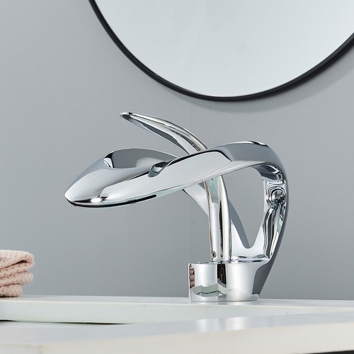 Waterfall Chrome Bathroom Basin Faucet Single Handle/Hole Vanity Sink Mixer Tap - Picture 4 of 8