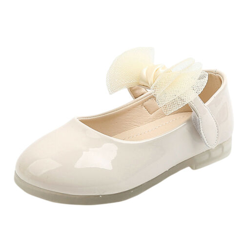 Toddler Infant Kid Girls Bowknot Crystal Princess Party Leather Dance Shoes Size - Picture 2 of 15