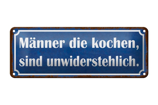 Blechschild Spruch 27X10 Cm MäNner Kochen Unwiderstehlich Deko Schild Tin Sign-image