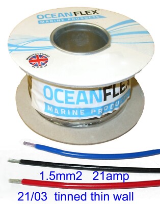 VERZINNTES dünnwandiges Kabel 1,5 mm², (15 AWG) Auto, Marine, Niederspannung, CM1,5