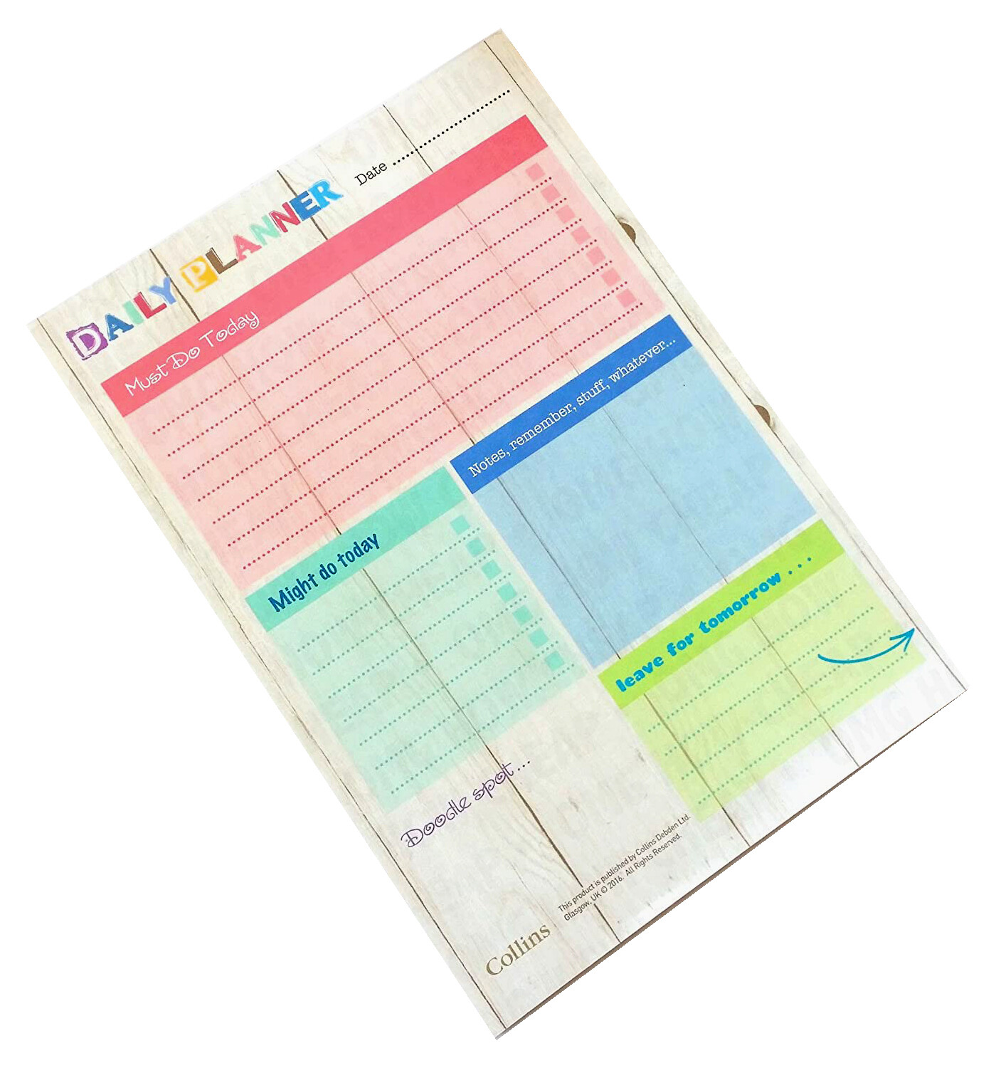 Collins A5 Daily Desk Planner Must Do Today - Notes Remember Stuff Whatever