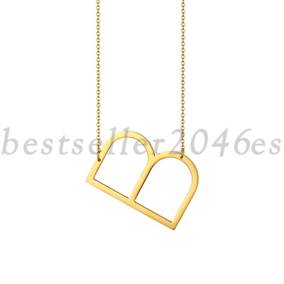 Collier Avec Initiales Latérales, Pendentif En Grandes Lettres 18K, Collier Tend - Foto 6