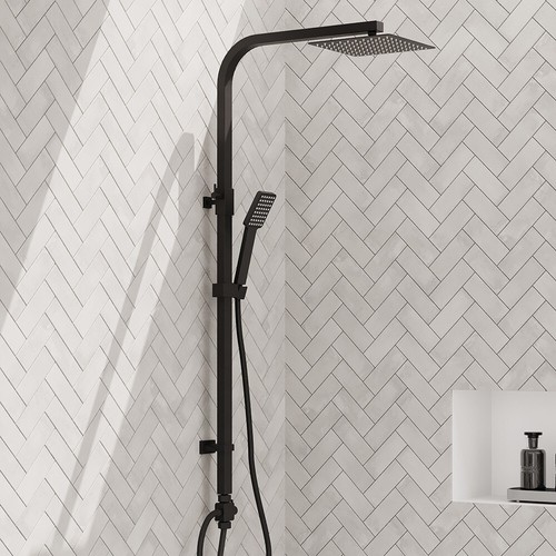 Grifos de ducha termostáticos para baño en cascada cuadrados negros mate - Imagen 28 de 109