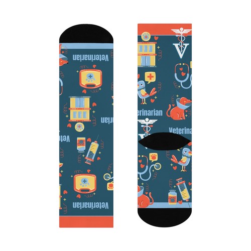 Veterinarian Socks Pet Vet Unisex Mid Calf Crew Stretchy Colorful Original NEW - Picture 5 of 7