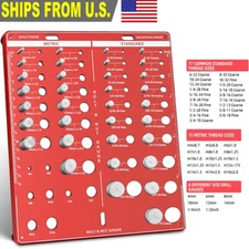 Nut and Bolt Thread Checker 34 Thread Identifier Gauge Inch and Metric Screw New