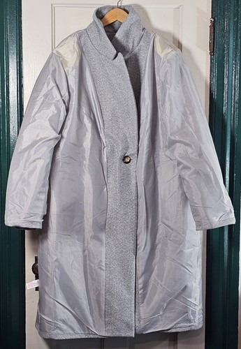 Faux Wool Over Coat Boohoo Women’s Plus 22 Light Gray Double Breasted Trench - Picture 18 of 24