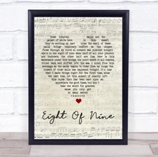 Eight Of Nine Script Heart Song Lyric Quote Print