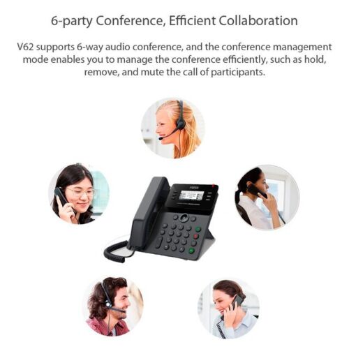 Fanvil V62 Essential Business Phone 6 linee SIP HD Voice PoE chiave DSS intelligente - Foto 3 di 3