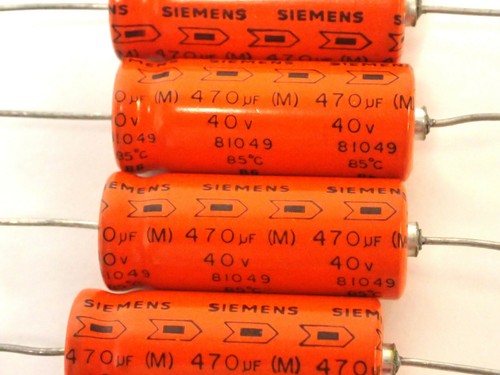 SIEMENS AXIAL ELECTROLYTIC CAPACITOR 40V 470uF 81049 85C, LOT OF 20, NOS! - Picture 2 of 3