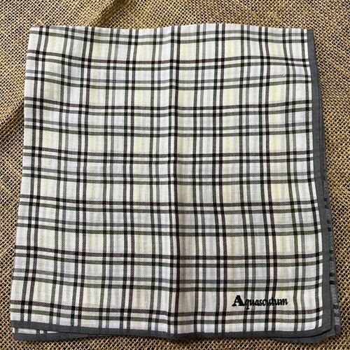 HANDKERCHIEF VINTAGE GRAY PLAID CHECK ART CLASSIC COTTON MEN'S POCKET SQUARE 19" - Picture 2 of 3