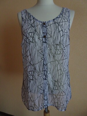 Chiffon Top grau/weiß, Gr. L, v. Vero Moda, neuwertig