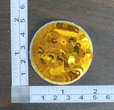 Gold Sequin Circle Embroidered Iron On Patch