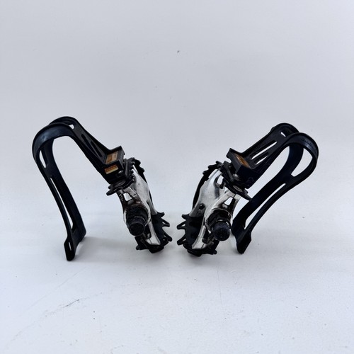 Vintage VP-339 Pedals 9/16" Mountain Bike ATB MTB Race Toe Clips Black A11 - Picture 2 of 24