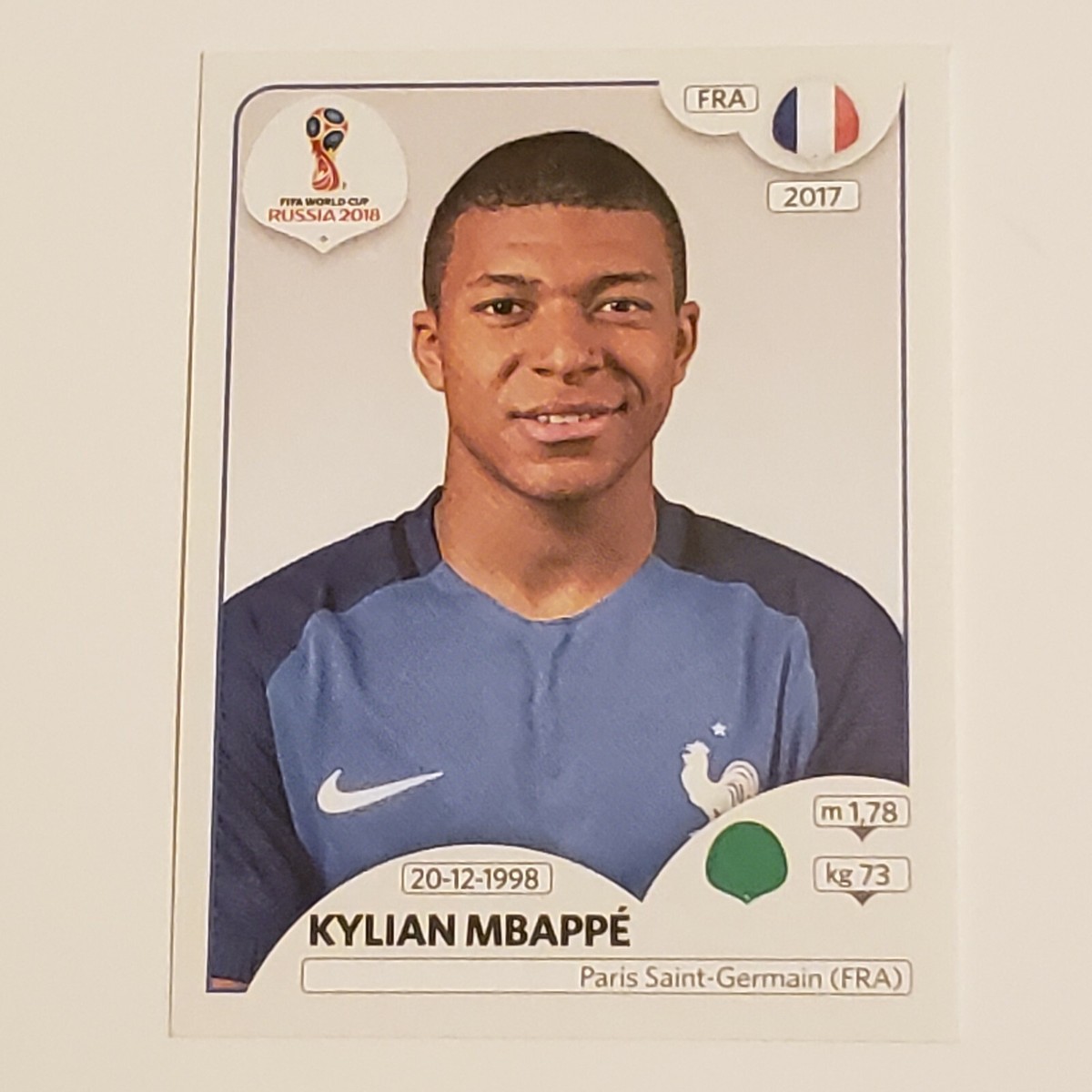 PSA9 RC mbappe panini 2018 W杯 2017 2018 Panini Foot World Cup 383 Kylian Mbappe PSA 8