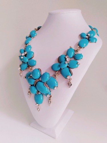 Oscar de la Renta STUPENDOUS Sim. Turquoise COUTURE Runway Necklace-Unworn-RARE - Bild 4 von 8