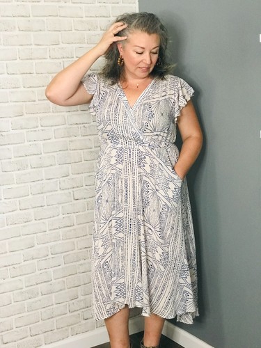 Neu mit Etikett Boutique Designer Kori blau aztekisch mittlerer Halstuch Kleid Taschen S M L XL 1X 2X 3X - Bild 7 von 9