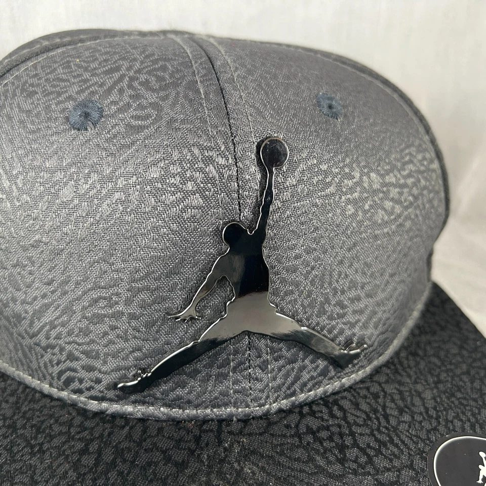 JUMPMAN LOGO MICHAEL JORDAN GREY TEXTURED BLACK BILL YOUTH 4-7 SNAPBACK HAT CAP - Image 4 of 4