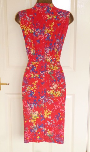 Phase Eight red stretch floral print pencil wiggle summer party dress size 16 - Picture 3 of 3
