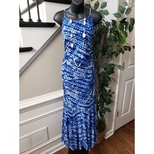 Nine West Long Maxi Dress Women's Size 16 Blue Polyester Halter Neck Sleeveless