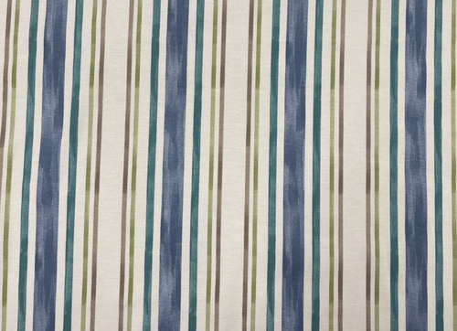 PIER Stripe Cotton Fabric TEAL AZURE Curtain Upholstery Blind Material - Picture 2 of 6