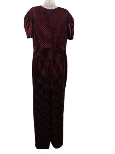 Vestido ML Monique Lhuillier Borgoña Terciopelo Tachonado Nuevo con Etiquetas Talla 16 $495 - Imagen 5 de 7