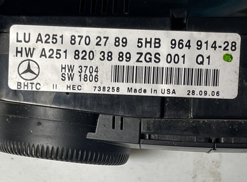 06-09 Mercedes W164 ML320 ML350 Front A/C AC Heater Climate Control Switch OEM - Picture 5 of 5