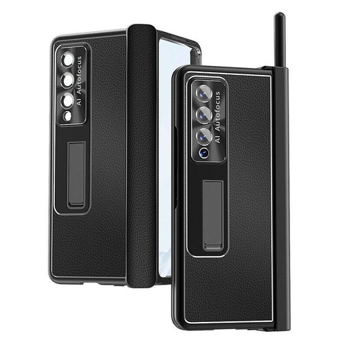 For Samsung Galaxy Z Fold 4 3 Hinge Case Leather Metal Stand With S Pen Holder- - Picture 11 of 11