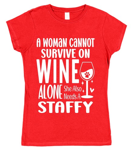 Staffy T-Shirt lustig Hundebesitzer Geschenk Baumwolle Weinliebhaber Geschenk UK Staffie - Bild 3 von 4