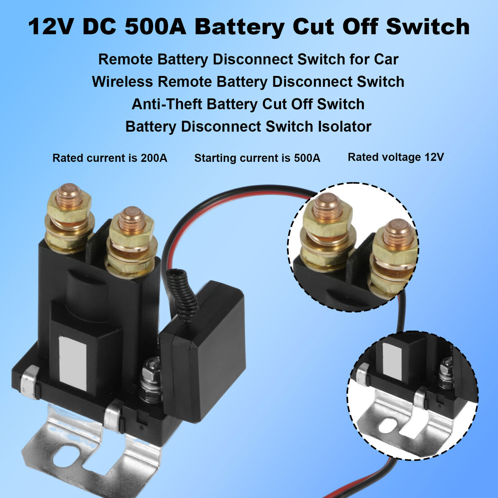 CYTGOUPER Batterietrennschalter 12V 500A - Wasserdicht Für Auto, Boot, Wohnmobil