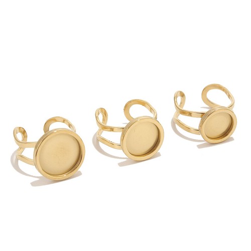 5pcs Gold Stainless Steel Rings Cabochon Setting Blank Bezel Ring Findings - Picture 7 of 12