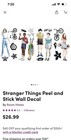 Stranger Things Peel and Stick Wall Decals 17 Wall Decals - New In Box