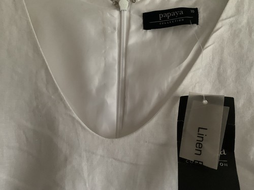 brand new womens size 10 white linen blend dress,under Lining,zip,cut Out Detail - 第 2/4 張圖片