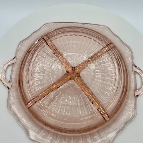 Anchor Hocking Vintage Depression Glass "Open Rose Mayfair" Relish Dish Tray - Picture 5 of 5
