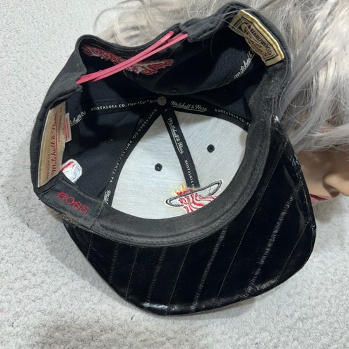 Miami Heat Hat Cap Snap Back Black Mitchell Ness Hardwood Rhinestone Wool NBA - Picture 12 of 17