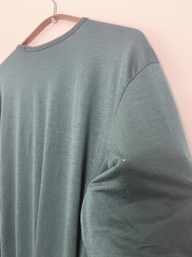 100% Merino Wool SEGMENTS top Green Long Sleeve Pullover Womens Size XXL -HOLES - Picture 9 of 9