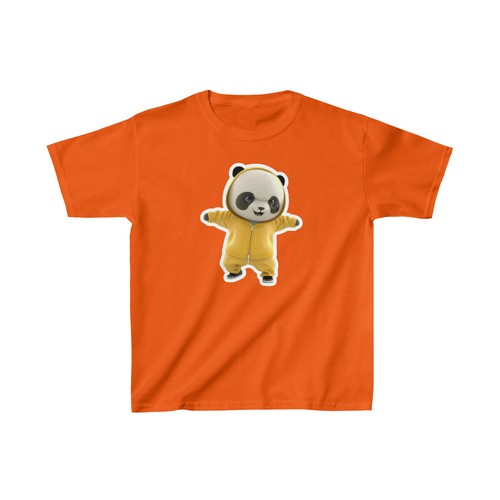 US Kids - Cute panda in yellow jumpsuit - Kids Heavy Cotton Tee - 7Y to 14Y - Picture 10 of 29