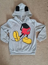 Grauer Mickey Mouse Hoodie Pullover mit Ohren und Schwanz Größe 130 cm