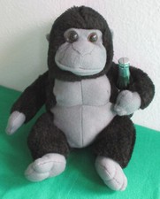 Gorilla Ape Holding Coke Bottle Plush Beanie Coca-Cola Vintage Black Gray 6 1/2  