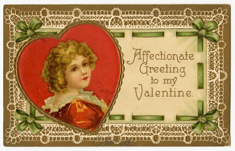 c 1909 Illustrated Illustrator VALENTINES DAY Girl in Heart Posted postcard