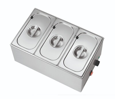 Bartscher Bain Marie heißes Wasserbad 3x1/3GN 15cm Behälter Edelstahl 200233