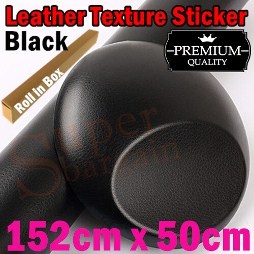 Black Leather Pattern Car Vinyl Wrap Vinyl Stickers Decals Film Wrap 152cm x50cm - Picture 1 of 6
