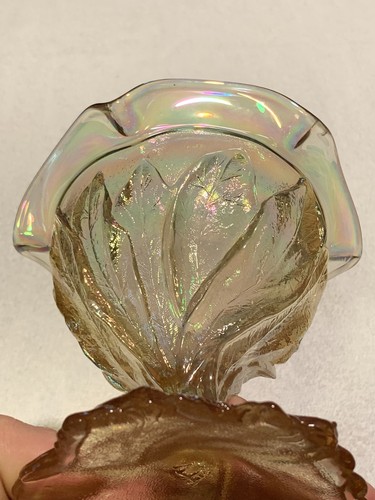 Compuesto de vidrio imperial caléndula irredescente carnaval hoja de acanto con pegatina - Imagen 9 de 11