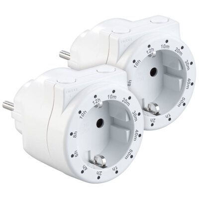 revolt 2er-Set Steckdosen mit Countdown-Timer, Status-LED, 3.500 Watt