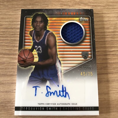 Topps Midnight Basketball Terquavion Smith RC Player Worn /Auto 2024 /75