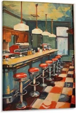 Vintage American Diner Prints Food And Drink Art Kitchen Posters 70s Retro Wall