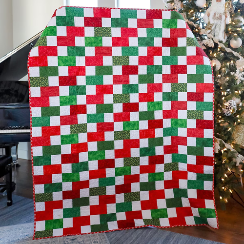 Brick Merry Christmas Quilt Kit Fabric Pattern, Binding, and backing Included - 第 1/7 張圖片