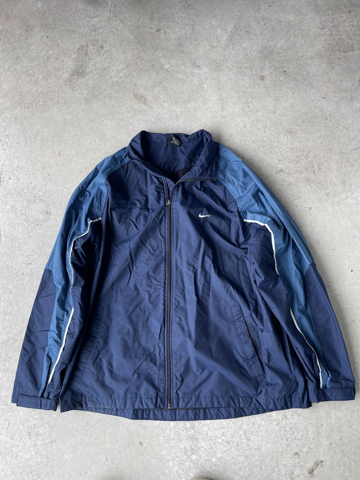VTG Y2K Nike XXL Mens Jacket Windbreaker Gray Tag Blue Embroidered Spellout 2XL