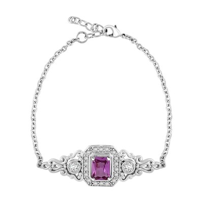 Alexandrite Cubic Zirconia CZ Silvertone Bracelet Jewelry Gifts Size 7'' Ct 2.13