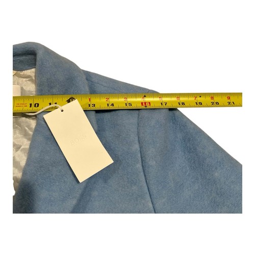 NWT HUGO BOSS Coat Women's M Blue Wool Blend Textured Formal Long Loose Fit - Picture 9 of 19