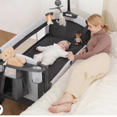 Baby Delight Beside Me Dreamer Bassinet Bedside Sleeper Charcoal